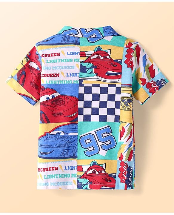 Babyhug Disney Single Jersey Knit Twofer Shirt With T-Shirt Car Print - Red & Blue