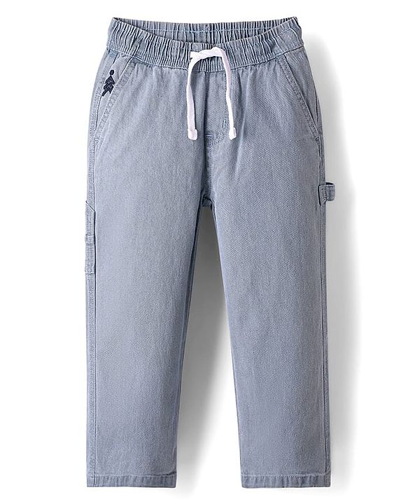Pine Kids Woven Full Length Washed Denim Jeans - Light Blue