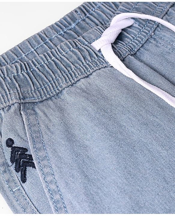 Pine Kids Woven Full Length Washed Denim Jeans - Light Blue