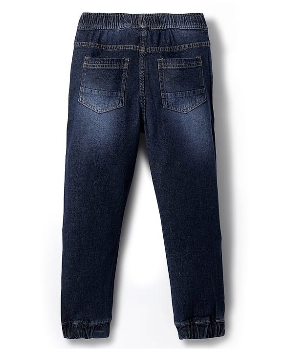 Pine Kids Denim Full Length Washed Jeans With Text Print - Navy Blue