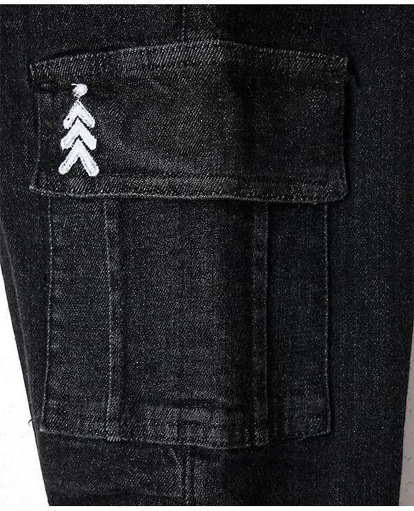 Pine Kids Denim Woven Full Length Washed Jeans with Pocket - Black