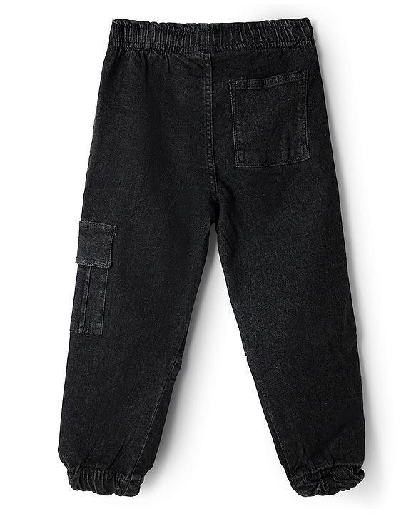 Pine Kids Denim Woven Full Length Washed Jeans with Pocket - Black