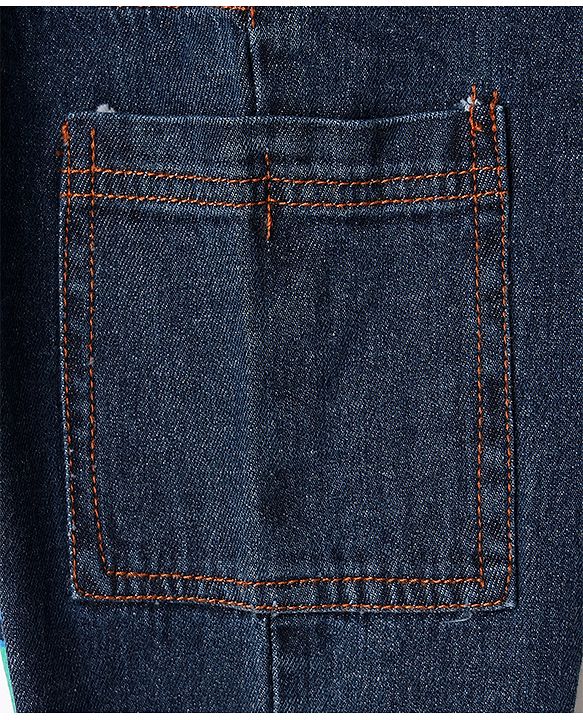 Pine Kids Denim Woven Full Length Washed Jeans With Text Print - Navy Blue
