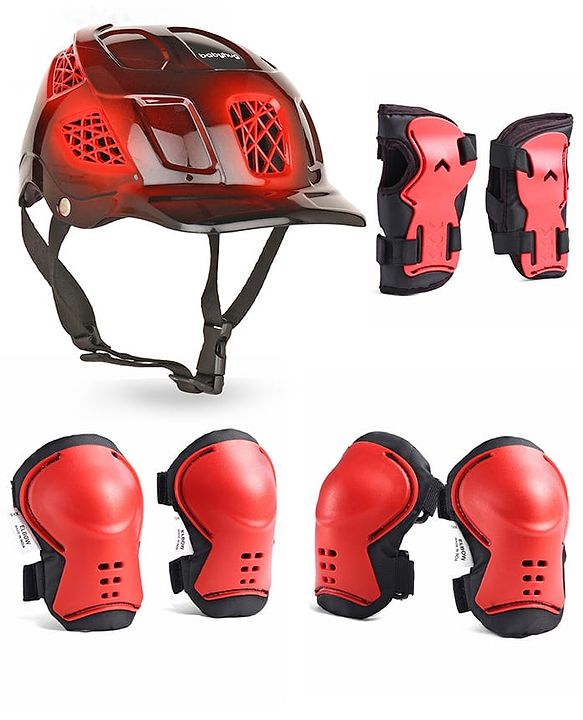 Babyhug Premium Safety Helmet & Protective Gear Set Size XXS - Red