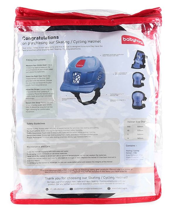 Babyhug Premium Safety Helmet & Protective Gear Set Size XXS - Red