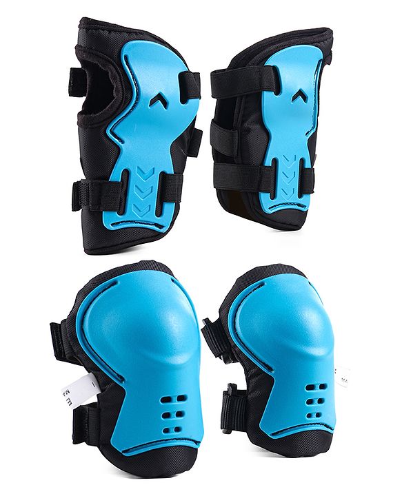 Babyhug Kids Safety Skating Cycling Protective Gear Set for Knee Elbow Wrist Guard Size XXS - Blue