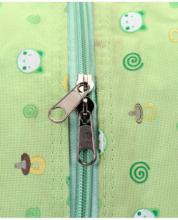 Babyhug Diaper Bag With Changing Mat Kitty Print - Green