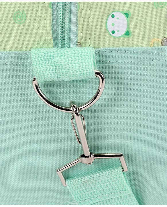 Babyhug Diaper Bag With Changing Mat Kitty Print - Green