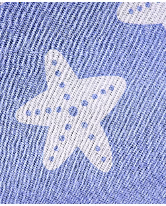 Babyhug Cotton Knit Full Sleeves Nightsuit with Star Print - White & Blue
