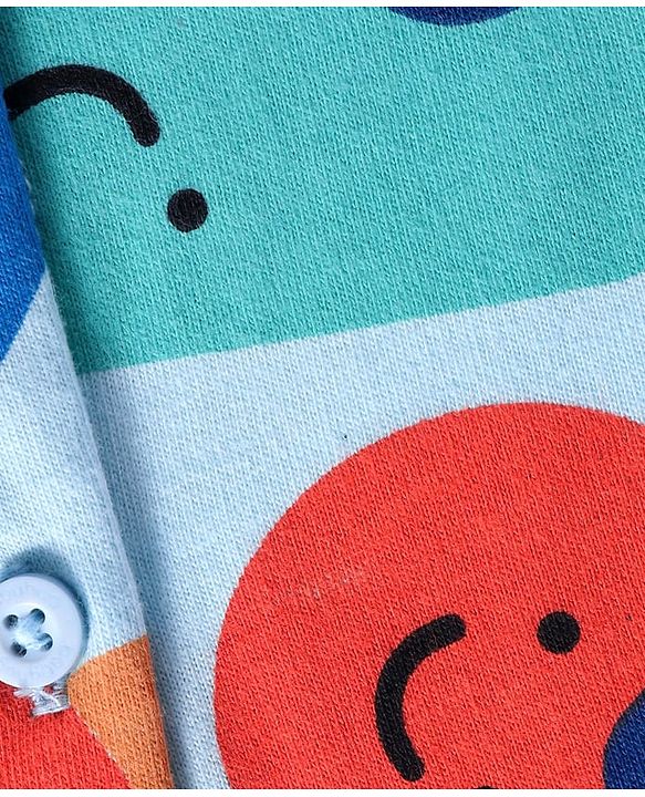 Babyhug Cotton Knit Half Sleeves Shirt With Shapes Print - White