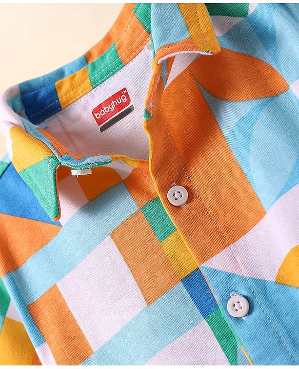 Babyhug Cotton Knit Half Sleeves Shirt With Abstract Print - White