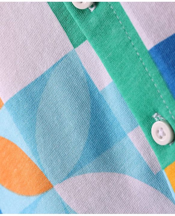 Babyhug Cotton Knit Half Sleeves Shirt With Abstract Print - White