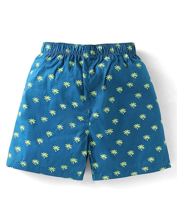Babyhug Poplin Woven Boxers with Animal Print Pack of 3 - Blue