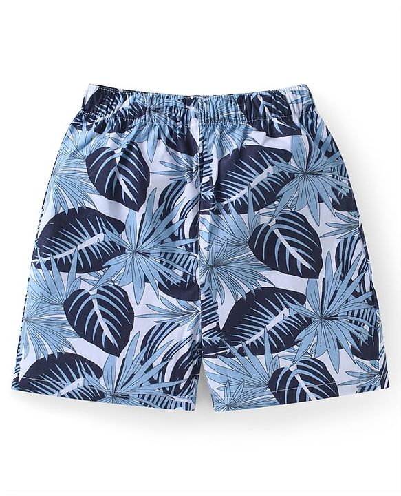 Babyhug Poplin Woven Boxers with Animal & Leaves Print Pack of 3 - Blue & Green