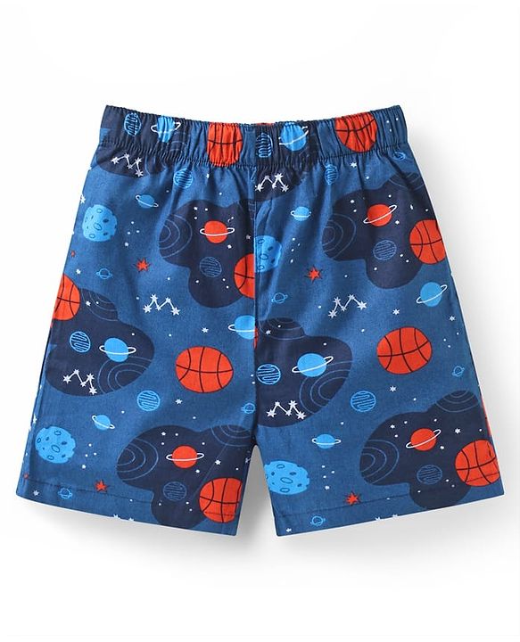 Babyhug Poplin Woven Boxers with Dino & Space Theme Print Pack of 3 - Blue & Light Green