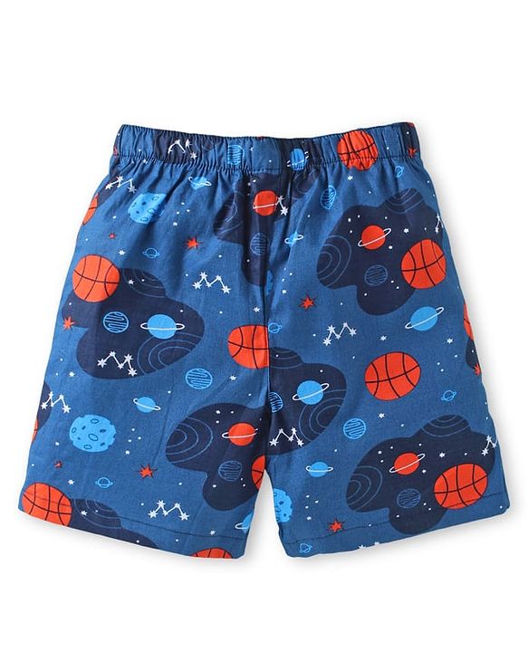 Babyhug Poplin Woven Boxers with Dino & Space Theme Print Pack of 3 - Blue & Light Green