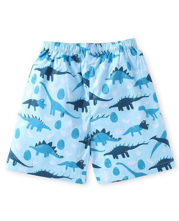 Babyhug Poplin Woven Boxers with Dino & Space Theme Print Pack of 3 - Blue & Light Green