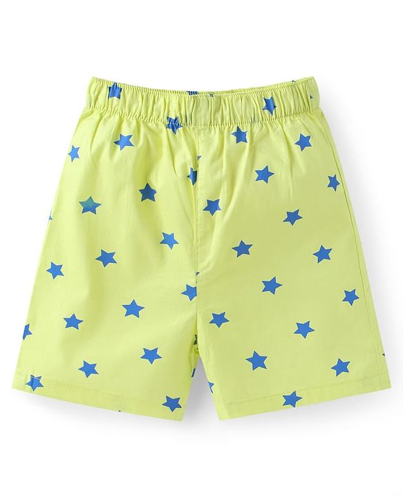 Babyhug Poplin Woven Boxers with Dino & Space Theme Print Pack of 3 - Blue & Light Green