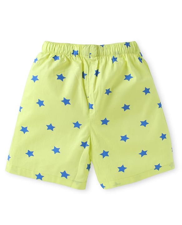 Babyhug Poplin Woven Boxers with Dino & Space Theme Print Pack of 3 - Blue & Light Green