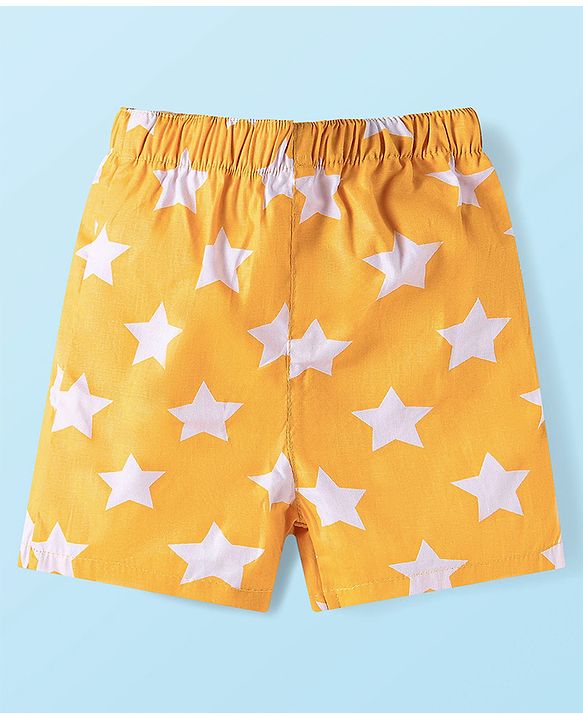 Babyhug Cotton Poplin Woven Boxer with Star Print Pack of 3 - Navy Blue Yellow