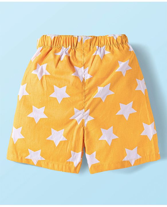 Babyhug Cotton Poplin Woven Boxer with Star Print Pack of 3 - Navy Blue Yellow
