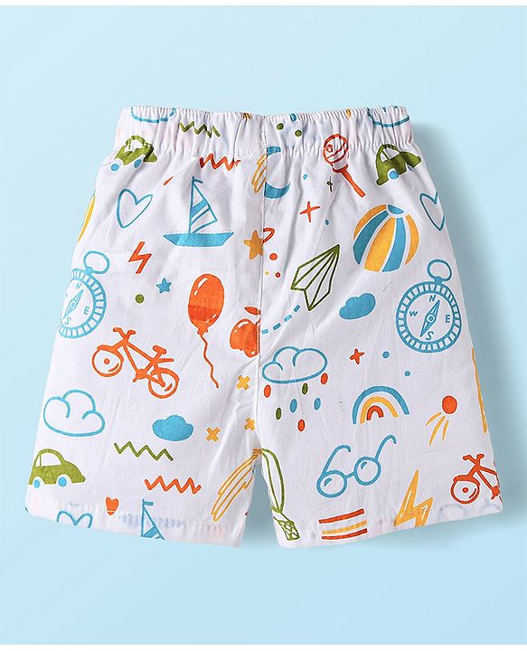 Babyhug Cotton Poplin Woven Boxer with Star Print Pack of 3 - Navy Blue Yellow