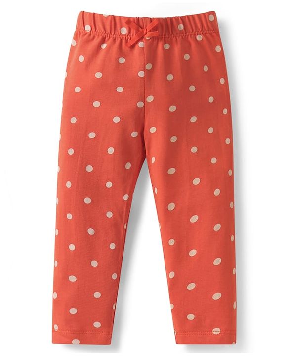 Babyhug Single Jersey Knit Full Length Leggings With Floral & Polka Dot Print Pack of 3 - Olive Green Red & White