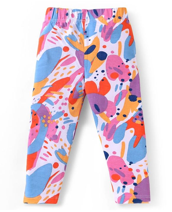 Babyhug Single Jersey Knit Full Length Leggings With Polka Dot Print Pack of 3 - Purple Pink & White