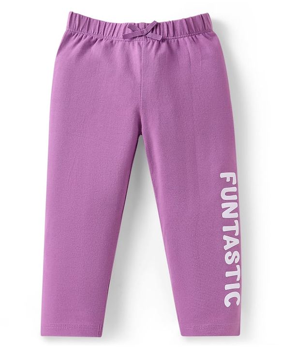 Babyhug Single Jersey Knit Full Length Leggings With Polka Dot Print Pack of 3 - Purple Pink & White