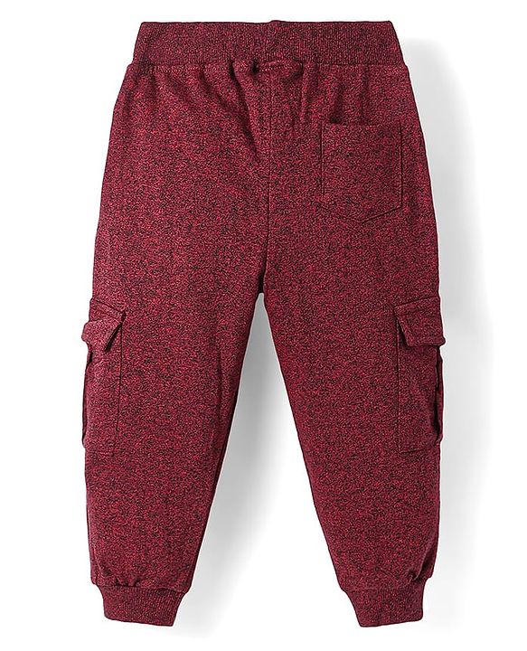 Babyhug Cotton Knit Full Length Lounge Pants with Mountain Explorer Print - Maroon