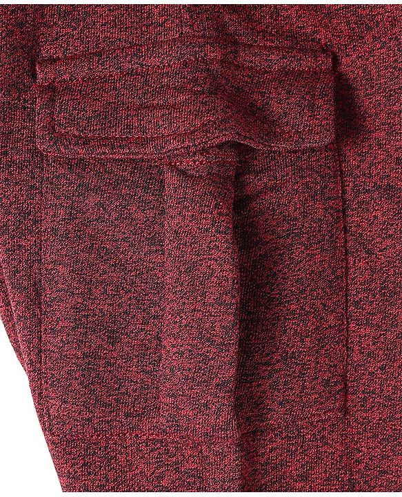 Babyhug Cotton Knit Full Length Lounge Pants with Mountain Explorer Print - Maroon