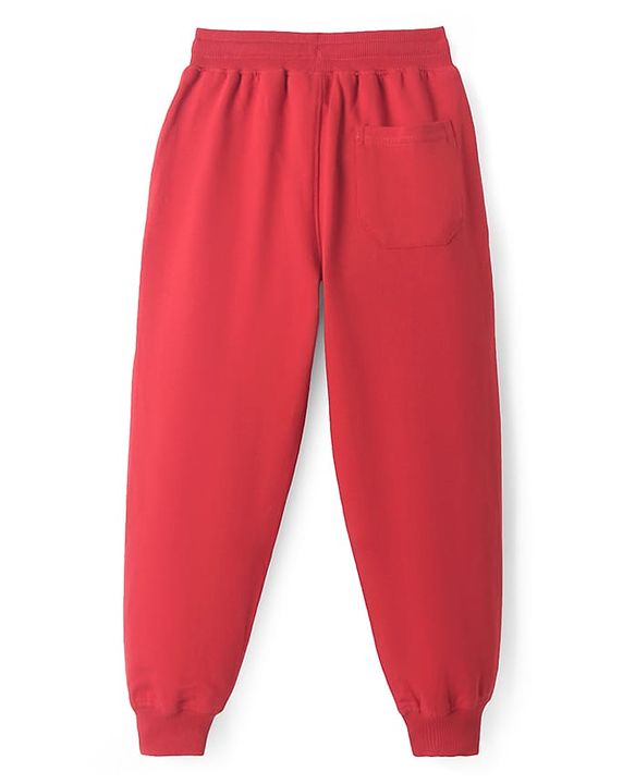 Pine Kids Knit Full Length Lounge Pant with Text Print  - Red