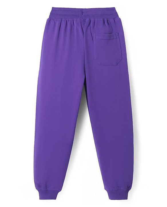 Pine Kids Knit Full Length Lounge Pant with Text Print - Purple
