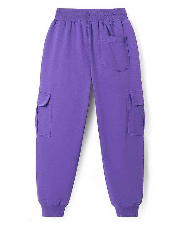 Pine Kids Knit Full Length Lounge Pant with Text Print - Purple