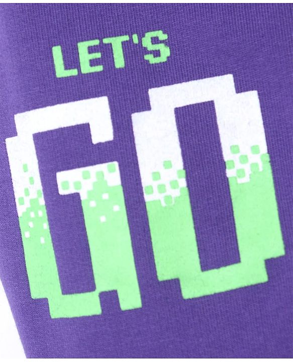 Pine Kids Knit Full Length Lounge Pant with Text Print - Purple