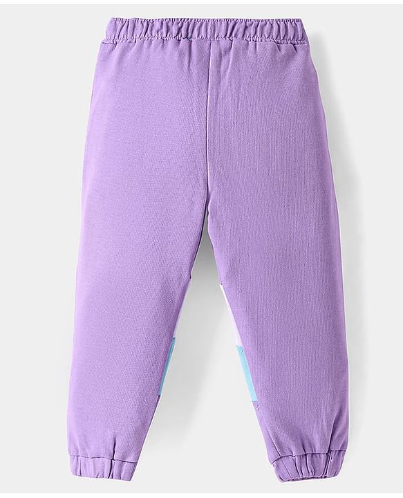 Babyhug Cotton Knit Full Length Cut & Sew Lounge Pant - Lilac