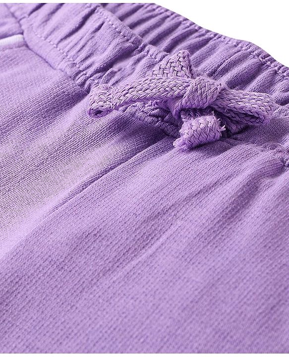 Babyhug Cotton Knit Full Length Cut & Sew Lounge Pant - Lilac