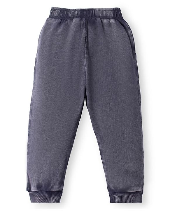 Babyhug Cotton Knit Full Length Cut & Sew Lounge Pants - Grey