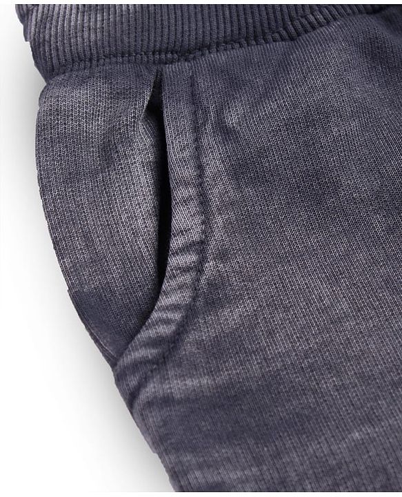 Babyhug Cotton Knit Full Length Cut & Sew Lounge Pants - Grey