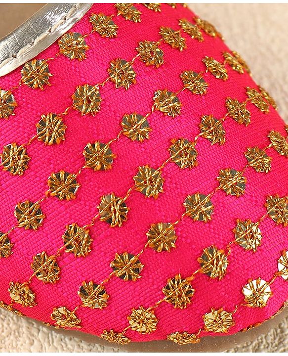 Cute Walk by Babyhug Slip On Mojaris With Sequin Embroidery - Fuchsia