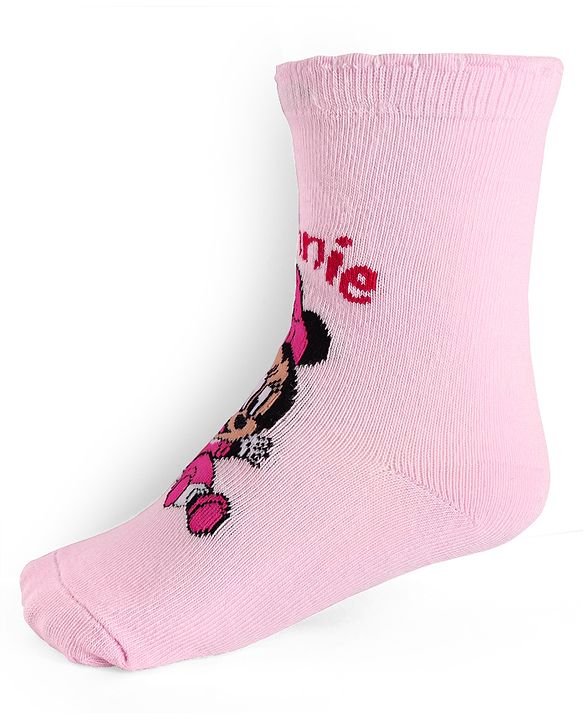 Cute Walk By Babyhug Disney Ankle Length Anti-Bacterial Socks With Minnie Mouse And Family Graphics Pack Of 3 - Pink Light Blue & Yellow