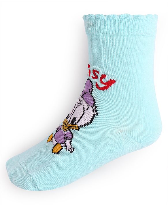 Cute Walk By Babyhug Disney Ankle Length Anti-Bacterial Socks With Minnie Mouse And Family Graphics Pack Of 3 - Pink Light Blue & Yellow