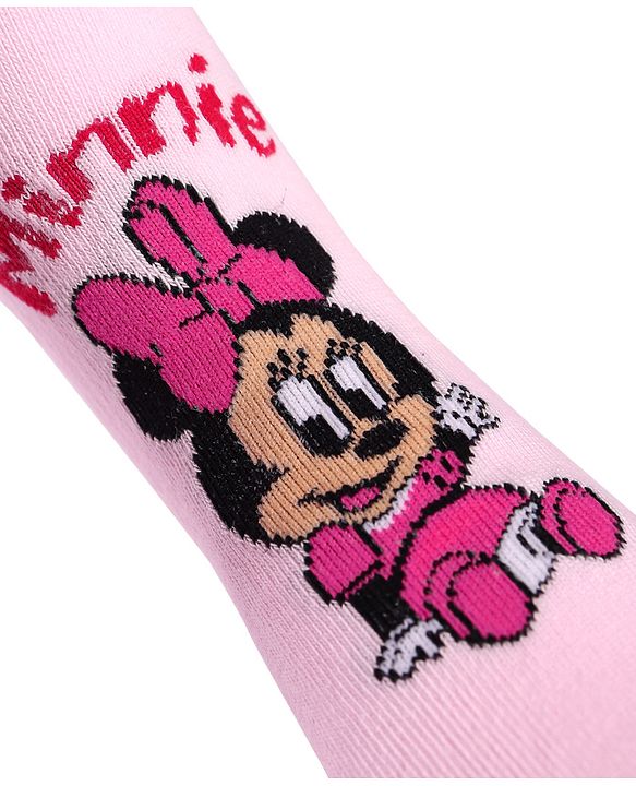 Cute Walk By Babyhug Disney Ankle Length Anti-Bacterial Socks With Minnie Mouse And Family Graphics Pack Of 3 - Pink Light Blue & Yellow