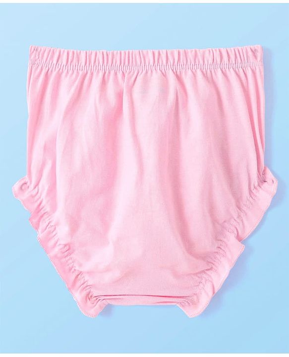 Babyhug Single Jersey Knit Singlet Sleeves Solid Color Frock & Bloomer with Frill Detailing - Baby Pink