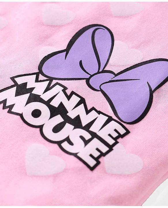 Babyhug Disney Single Jersey Knit Singlet Sleeves Slips  with Minnie Mouse Graphics Pack of 3 -White Purple & Pink