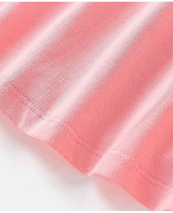 Babyhug Single Jersey Knit Singlet Sleeves Frock with Bloomer & Frill Detailing - Peach