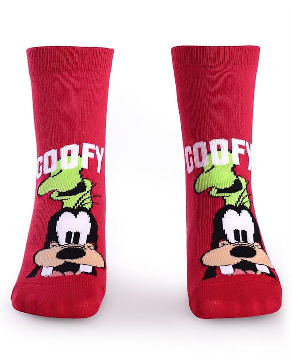 Cute Walk By Babyhug Disney Ankle Length Anti-Bacterial Socks With Mickey, Goofy And Donald Graphics Pack Of 3 - Green Red & Blue