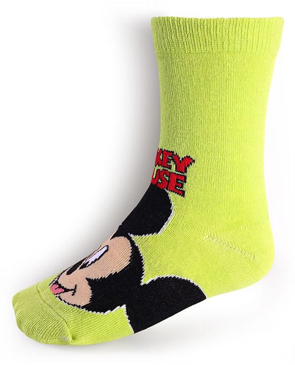 Cute Walk By Babyhug Disney Ankle Length Anti-Bacterial Socks With Mickey, Goofy And Donald Graphics Pack Of 3 - Green Red & Blue