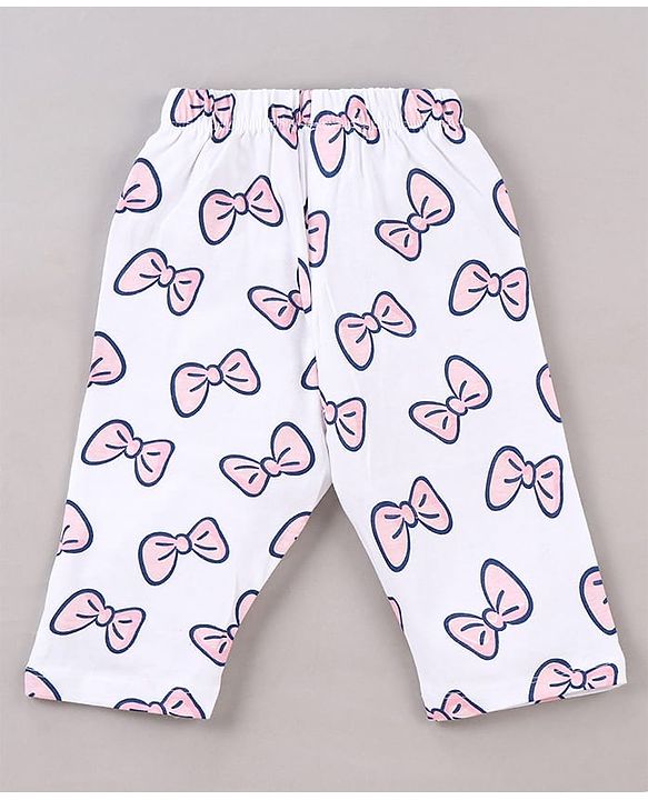Babyhug Disney Single Jersey Knit Full Sleeves Night Suit With Minnie Mouse Print - White
