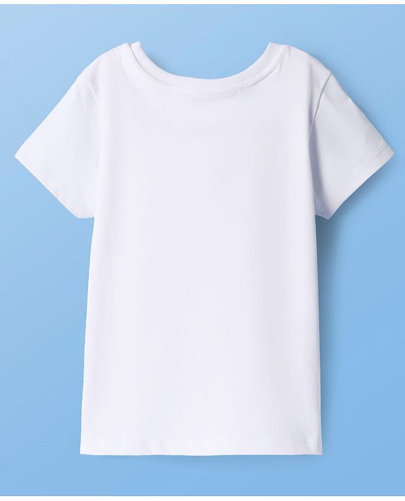 Pine Kids Cotton Knit Half Sleeves T-Shirt with Pretty Girl Text Print - White